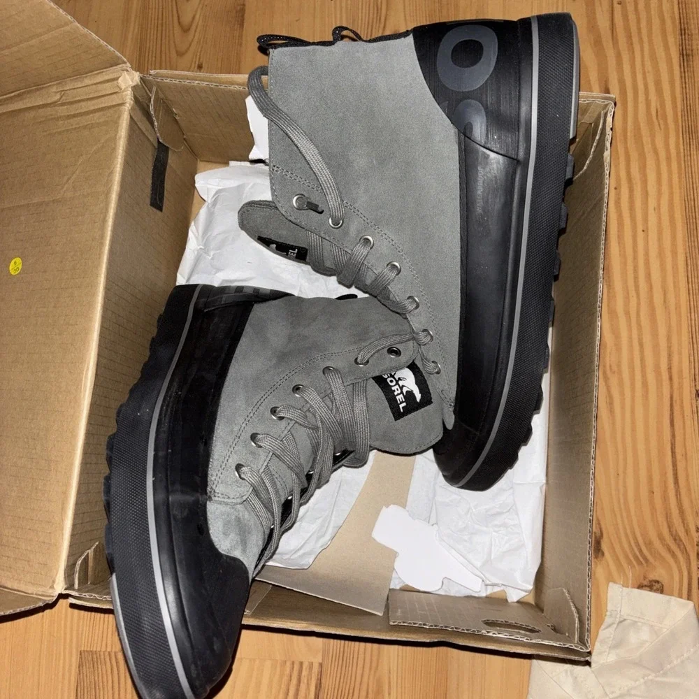 NIB $196 SOREL 12 Cheyanne Metro II Sneaker Waterproof Boots Quarry Gray Black